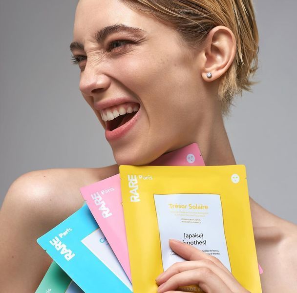 Rare Paris Box of 5 Tr&eacute;sor Solaire Soothing Face Mask Набір з п'яти заспокійливих масок для обличчя з Вітаміном Е та екстрактом арніки RP29 фото