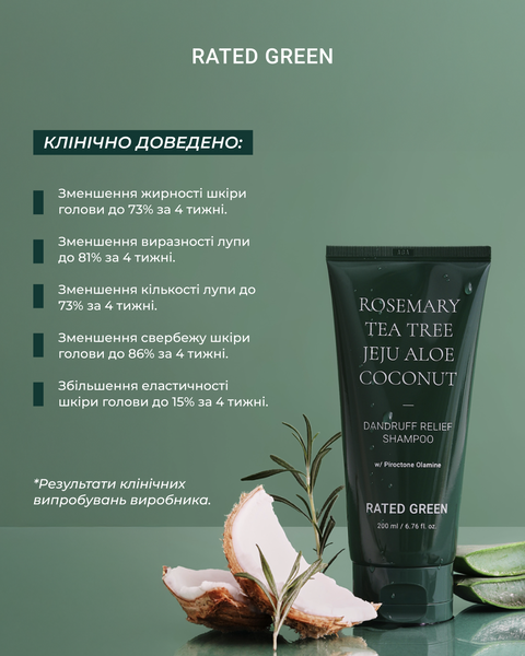 RATED GREEN Rosemary Tea Tree Coconut Shampoo Шампунь проти лупи RTDG00223 фото